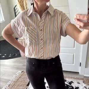 Striped Women’s Button Down Shirt Size Medium